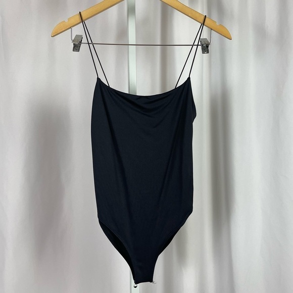Forever 21 Medium Square Neck Satin Bodysuit Formal Sexy Solid - Picture 1 of 6